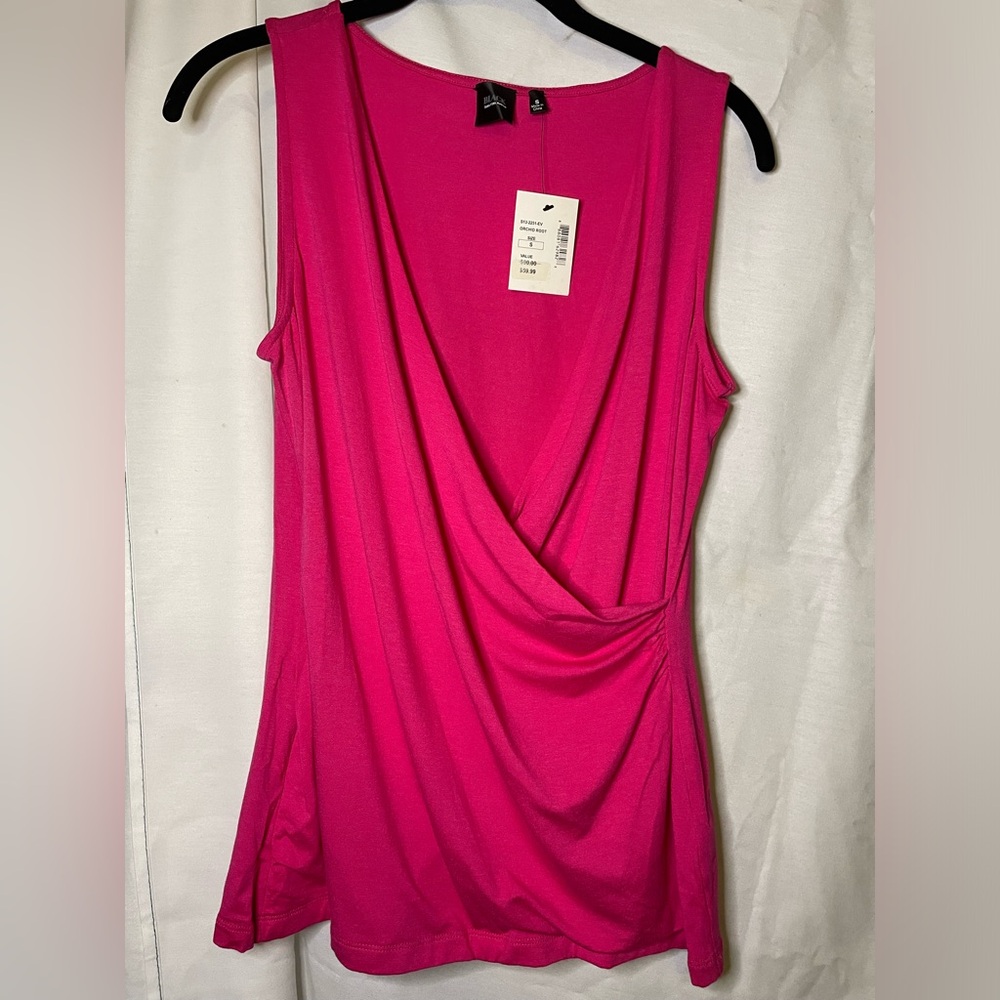 NWT Saks Fifth Avenue Black Label Orchid Pink Tunic VNeck Sleeveless Top Size S